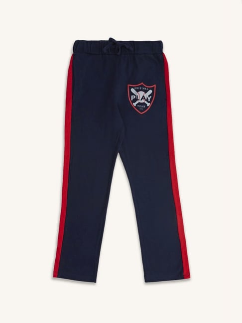 Pantaloons Junior Navy Cotton Printed Trackpants