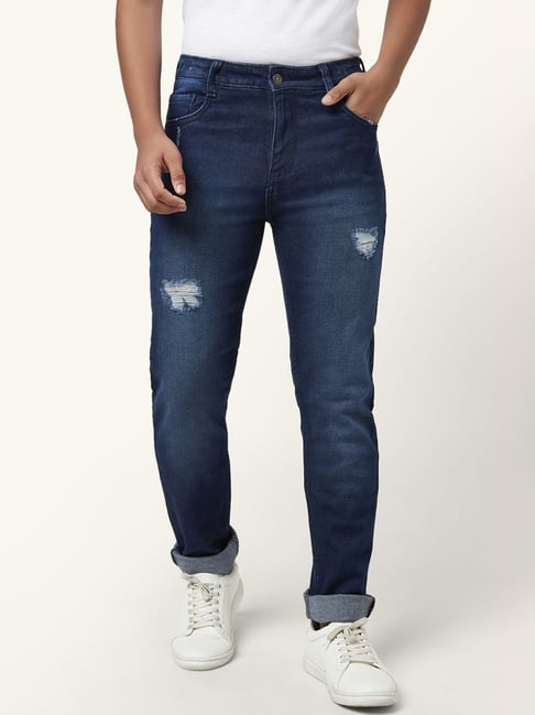 Ripped Slim Fit Branded Men'S Rugged Damage Jeans, Blue at Rs 430/piece in  New Delhi