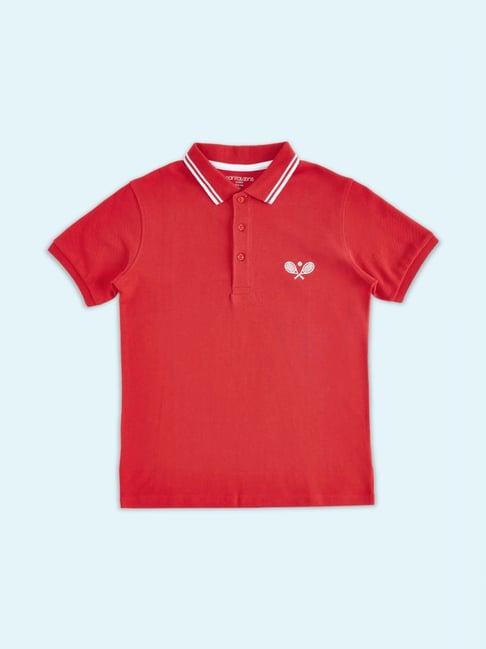 Pantaloons Junior Red Cotton Regular Fit Polo T-Shirt-picture-10