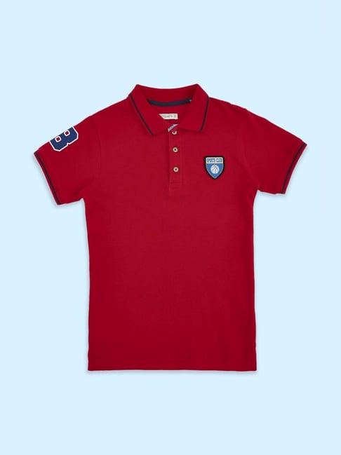 Pantaloons Junior Red Cotton Regular Fit Polo T-Shirt-picture-14