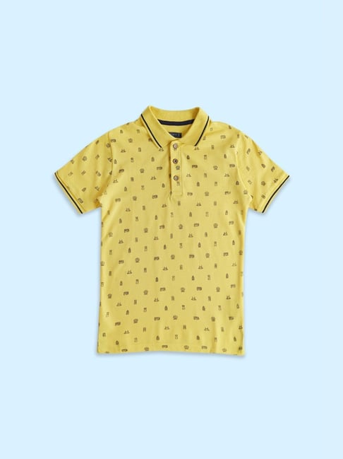 Pantaloons Junior Yellow Cotton Printed Polo T-Shirt-picture-31