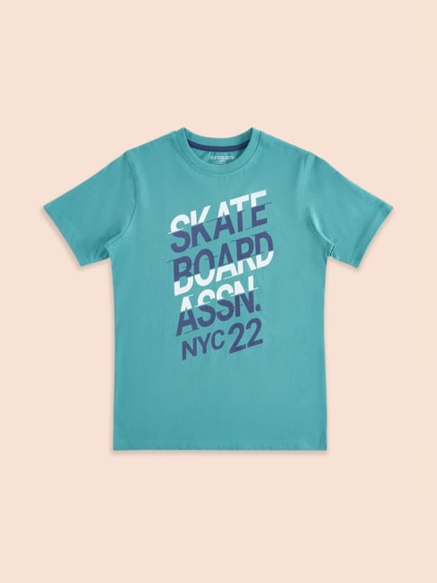 Pantaloons Junior Teal Blue Cotton Printed T-Shirt-picture-17