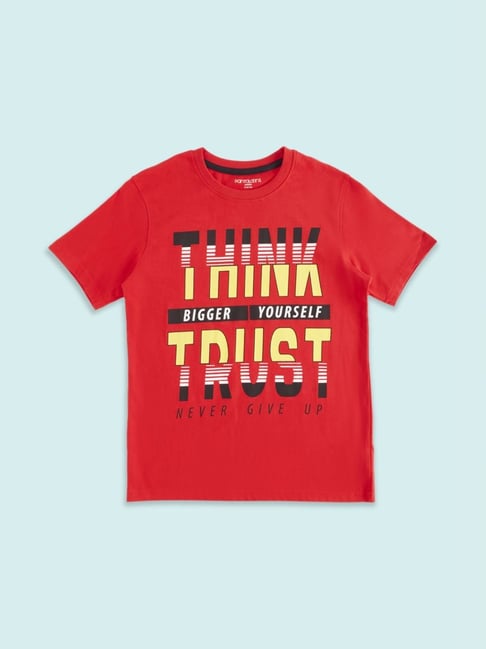 Pantaloons Junior Red Cotton Printed T-Shirt-picture-36