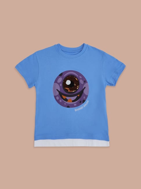 Pantaloons Junior Blue Cotton Printed T-Shirt-picture-26