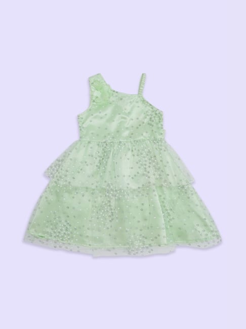 Pantaloons Junior Mint Green Cotton Applique Dress