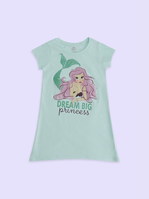 Pantaloons Junior Aqua Blue Cotton Printed Dress