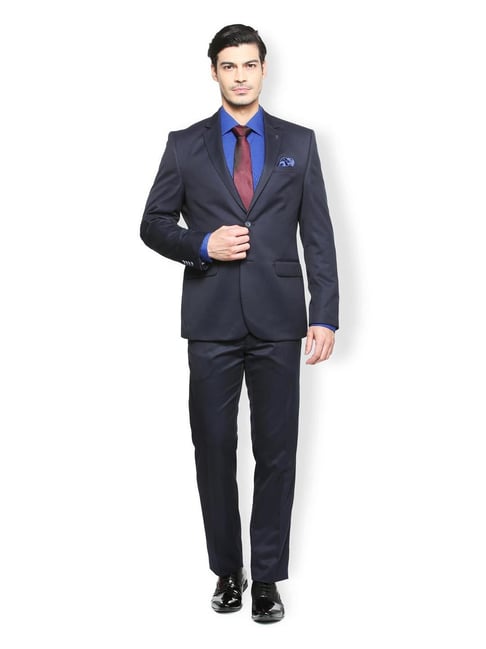 Van Heusen Blue Slim Fit Texture Two Piece Suit