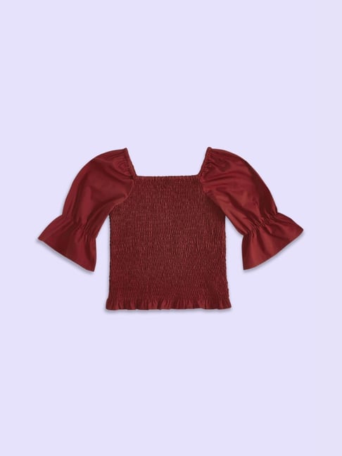 Pantaloons Junior Mineral Red Cotton Regular Fit Top-picture-23