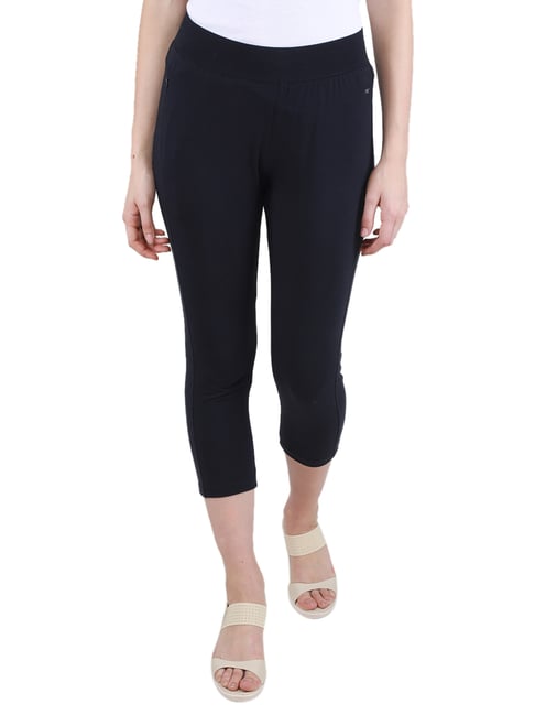 Monte Carlo Blue Regular Fit Mid Rise Capris