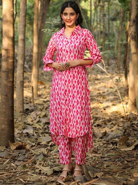 SCAKHI Pink Printed Kurta Pant Set Price in India