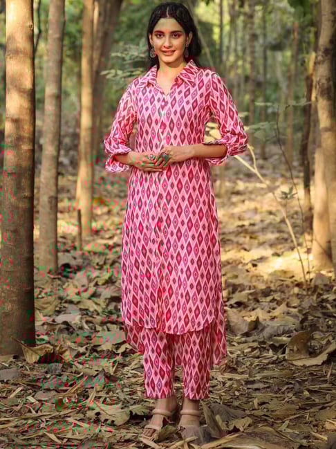 SCAKHI Pink Printed Kurta Pant Set