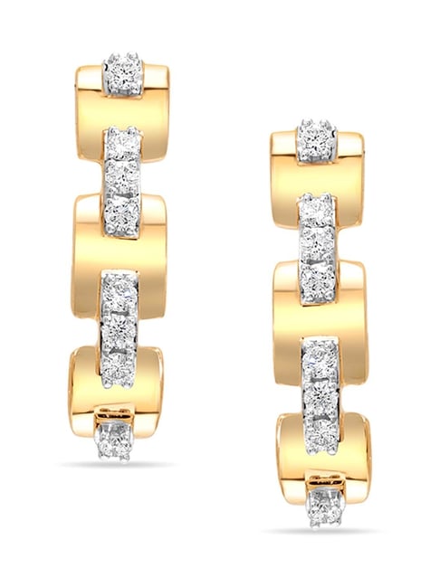 14K Yellow Gold Diamond Hoop Earrings 188823  Grants Jewelry