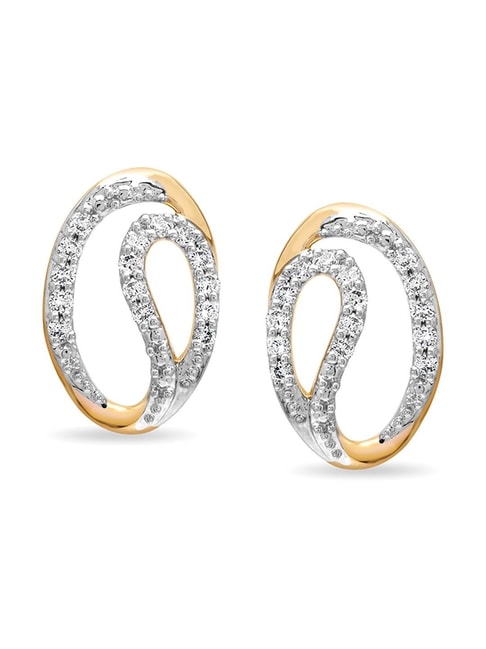Timeless Spiral Gold and Diamond Stud Earrings