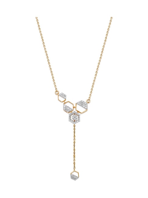 18K Rose Gold Dots Asymmetrical Open Circle Diamond Necklace