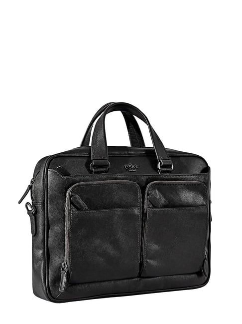 Black Leather Laptop Briefcase - Full Grain Messenger Bag for Men – The  Real Leather Company