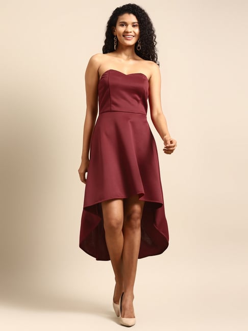 Maroon high low outlet dress