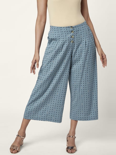 Akkriti by Pantaloons Blue Cotton Polka Dots Culottes-picture-35