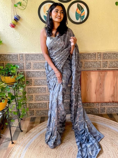 Grey saree blouse on Pinterest
