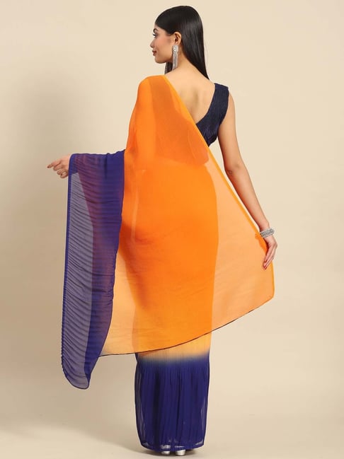 Peacock Blue and orange is just such a beautiful colour combination, this  modern twist to... | Elegant saree, Silk saree kanchipuram, Saree petticoat