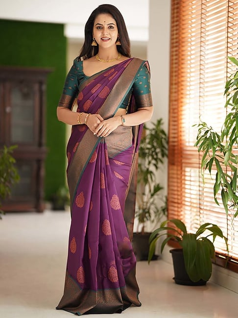 Buy Weaves India Women's Bhagalpuri Handloom Cotton-Linen Blend Saree Combo  (pack of 2) with Running Unstiched Blouse Piece_Free Size_ (Weaves  India_10517_Electric Purple & Yellow) at Amazon.in