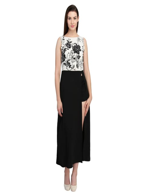 DODO & MOA Black & White Floral Print Gown-picture-13