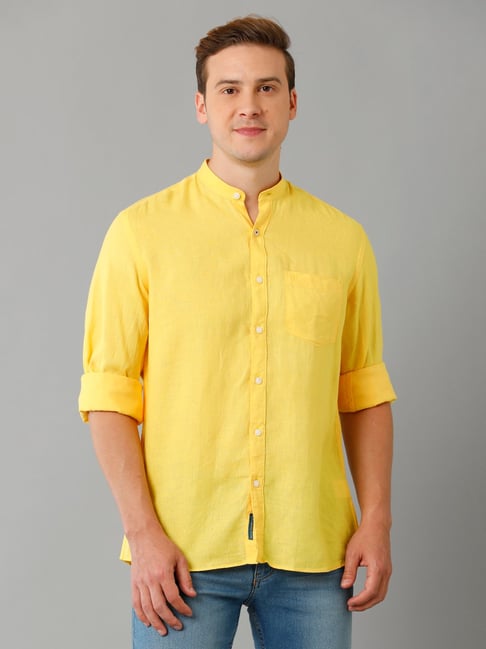 Linen on sale yellow shirt