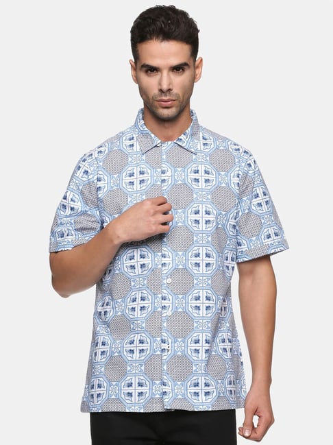 Don Vino Blue Regular Fit Printed Shirt-picture-16