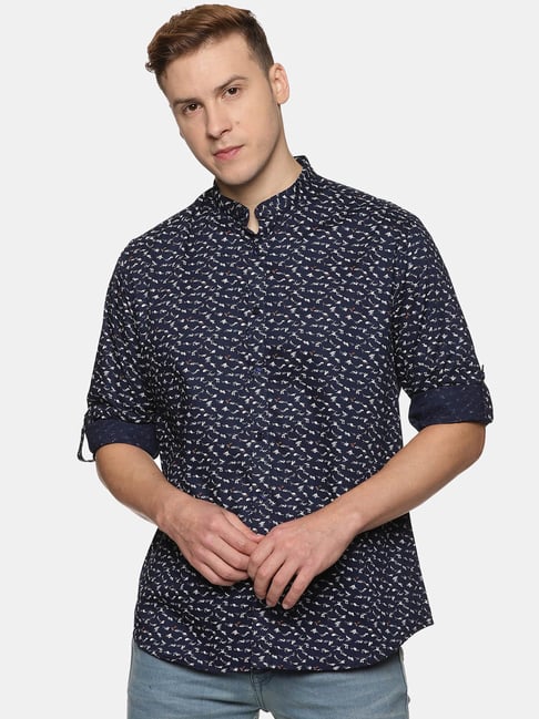 Don Vino Navy Slim Fit Printed Shirt-picture-37