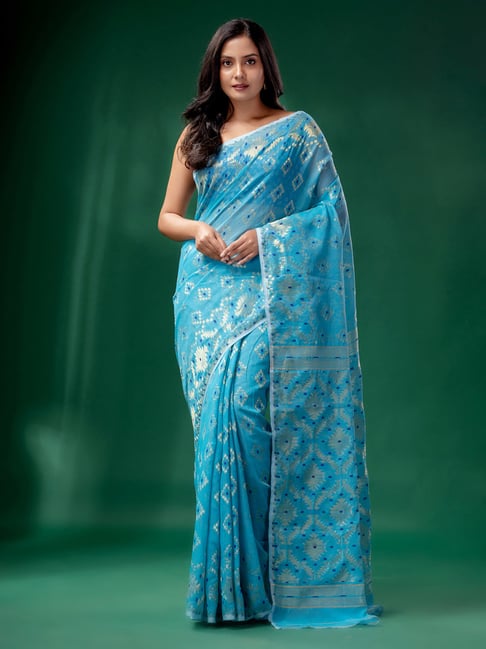 Get the beautiful Sky Blue Linen Saree online-KARAGIRI | LIVE SALE –  Karagiri Global