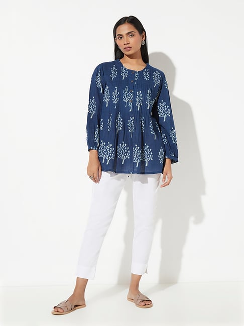 Utsa by Westside Indigo Printed Ethnic Top