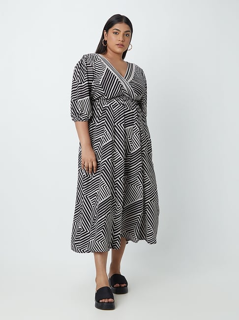 Gia Curves by Westside Black Striped Dress