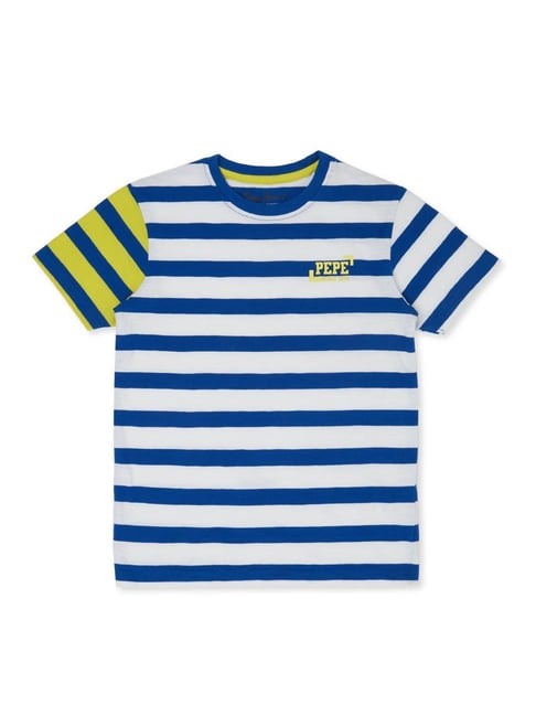 Pepe Jeans Kids White & Blue Striped T-Shirt-picture-24