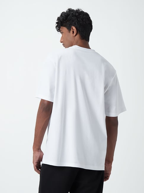 Studiofit by Westside White Baseball Print Slim Fit T-Shirt