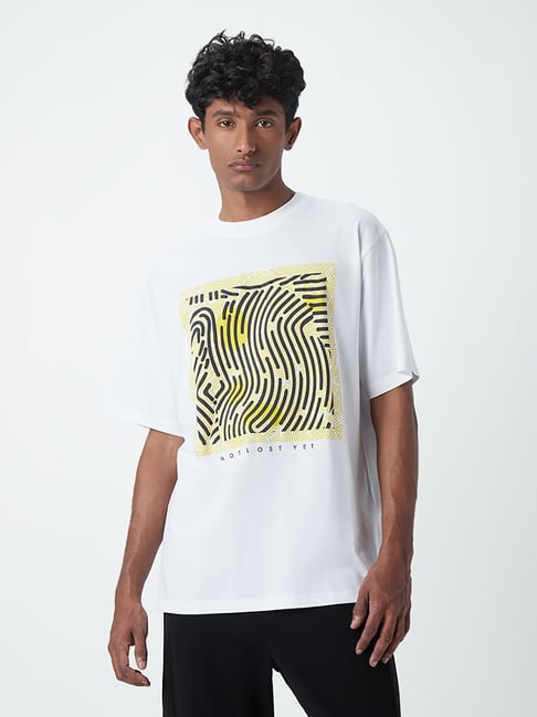 Buy Studiofit Yellow Typographic Relaxed-Fit T-Shirt from Westside