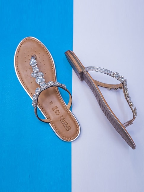 Buy Silver-Toned Flat Sandals for Women by WZAYA Online | Ajio.com