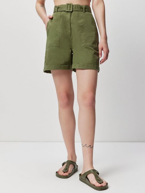 Olive cheap jean shorts