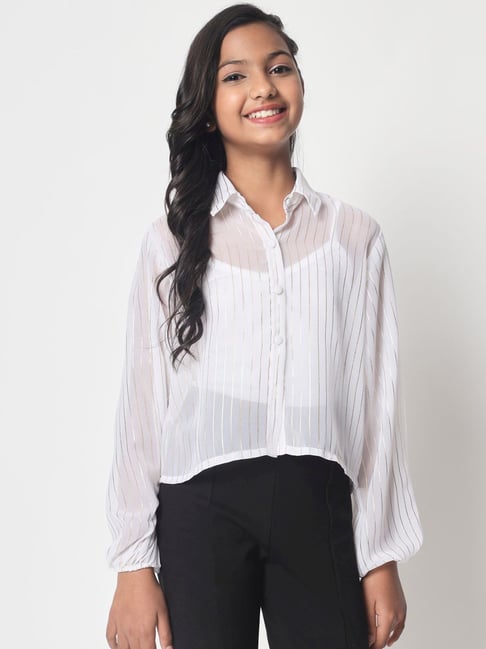 studiorasa Kids White Striped Full Sleeves Top-picture-10