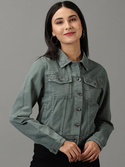 Green Jean and denim jackets for Women