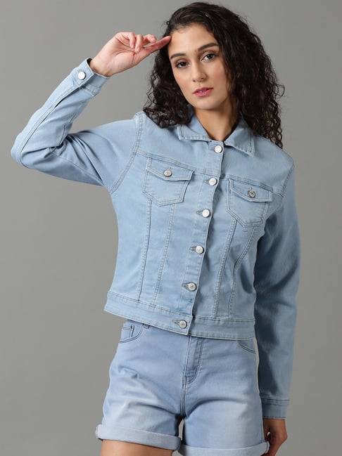 SHOWOFFFF Blue Regular Fit Denim Jacket