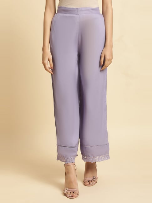 Buy W Purple Regular Fit Parallel Pants for Women Online Tata CLiQ