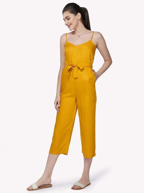 Buy Yellow Crepe Embroidered Cutdana One Shoulder Ruffled Jumpsuit For  Women by Suruchi Parakh Online at Aza Fashions.