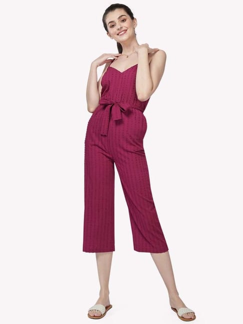 VASTRADO Magenta Self Pattern Jumpsuit