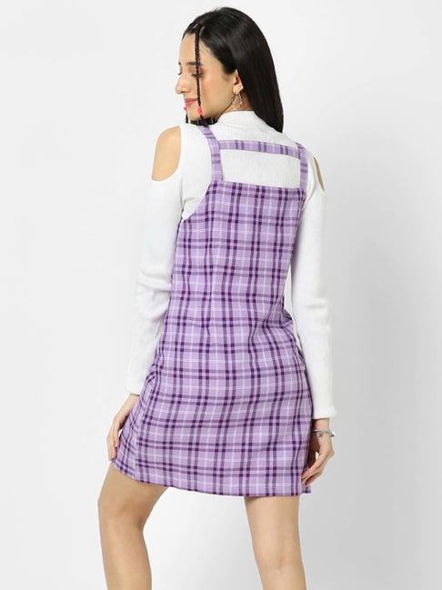 Chequered hot sale pinafore dress