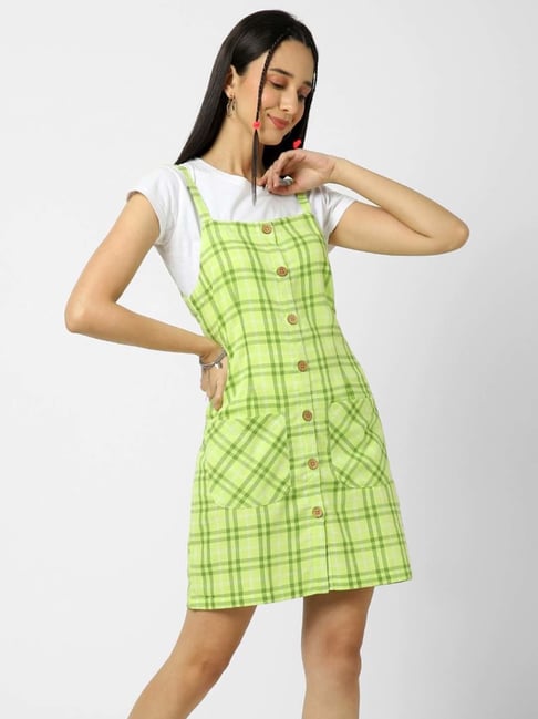 Chequered hot sale pinafore dress