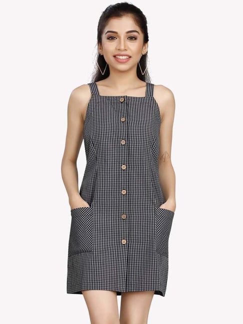 Chequered hot sale pinafore dress