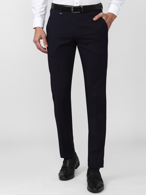 Van Heusen Navy Slim Fit Texture Trousers-picture-39