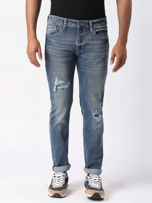 Pepe Jeans VAPOUR Blue Heavily Washed Tapered Fit Distressed