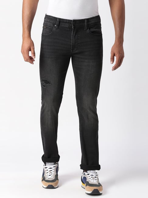 Slim-fit faded black jeans