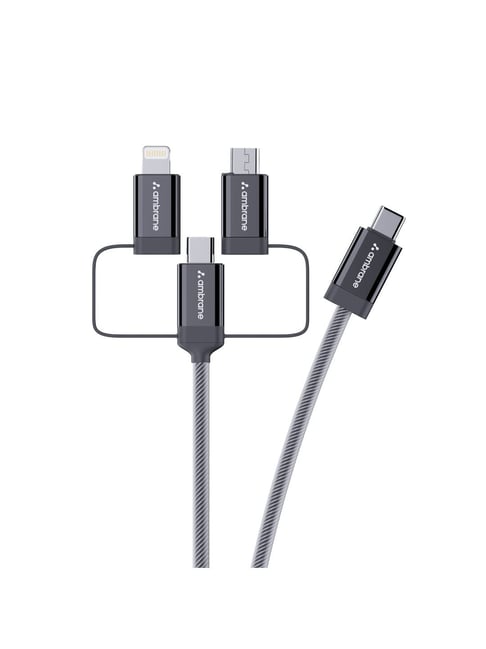 Ambrane Trio-15, in Type C, Lighting and Micro USB Cable