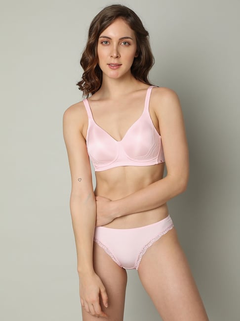 Buy Clovia Pink & Navy Non-Wired Non-Padded Bra & Panty Set for Women  Online @ Tata CLiQ
